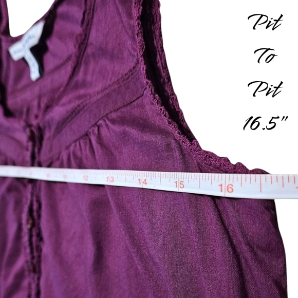 AEO Purple Ruffle Hem Tank Top Sz 4 Crochet Trim Boho Cottagecore 100% Cotton - Picture 10 of 12